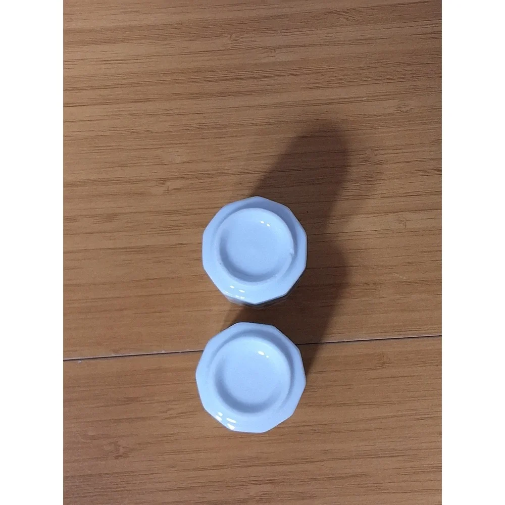 Vintage Korean Ceramic Sake Cups Set of 5 Faceted Porcelain Traditional Scenes